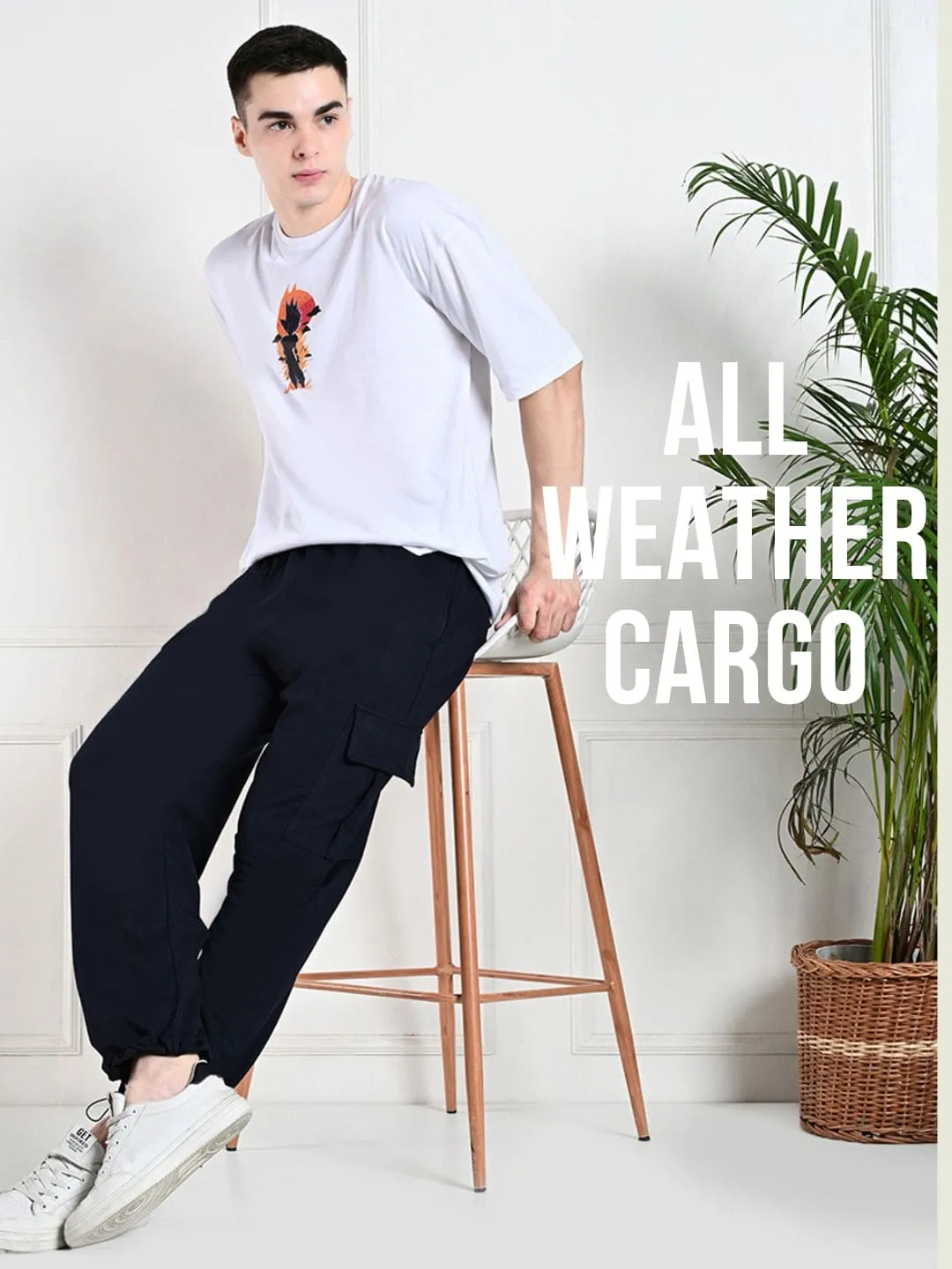 Flattering Fit Wear All-Weather Cargo Jogger with Pockets - Navy Blue