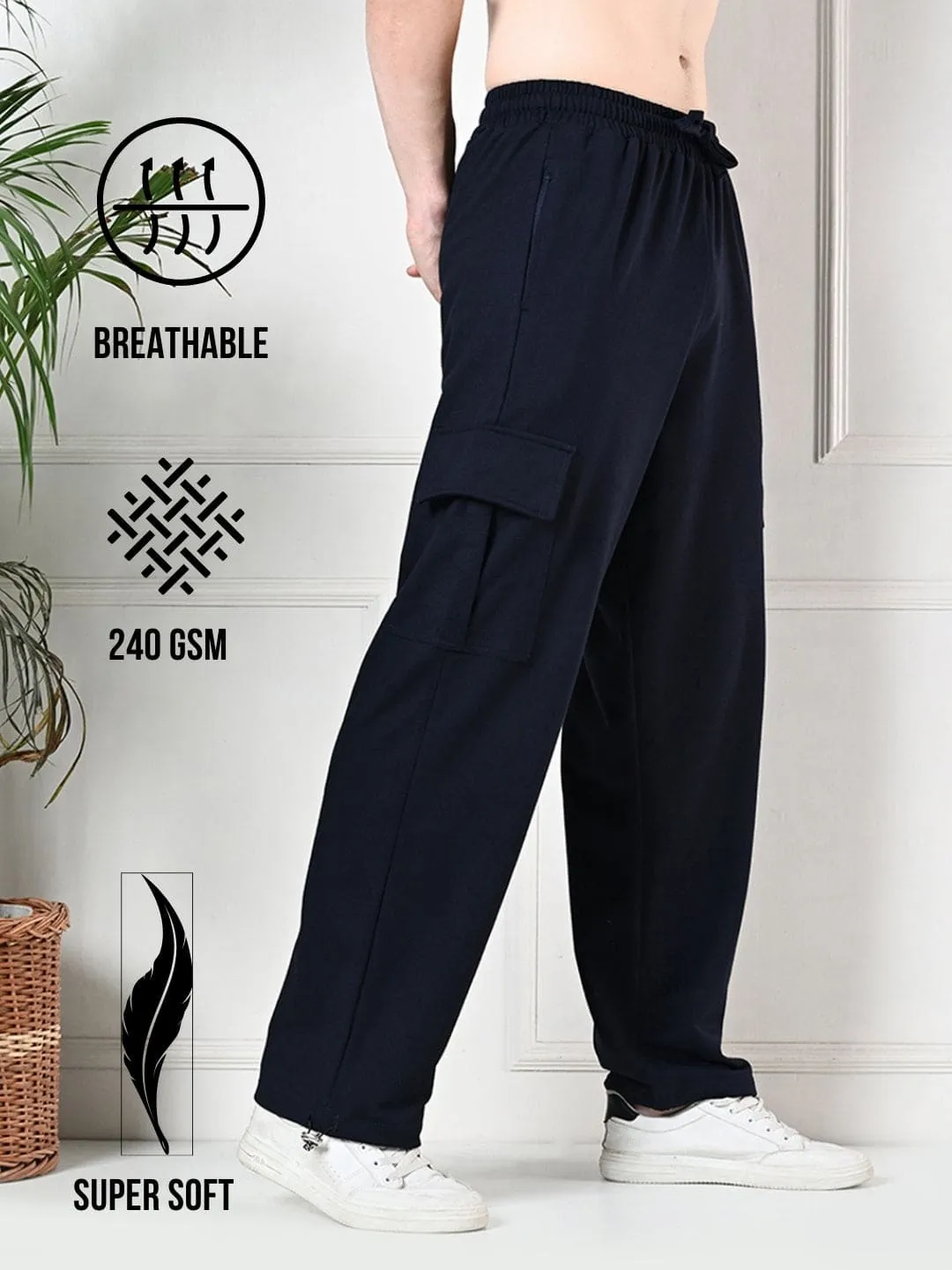 All-Weather Cargo Jogger with Pockets - Navy Blue Training Comfort Mid-rise fit