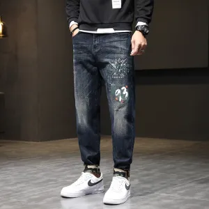 West Louis? Streetwear Stretch Baggy Denim Jeans Night Out Neutral Textured