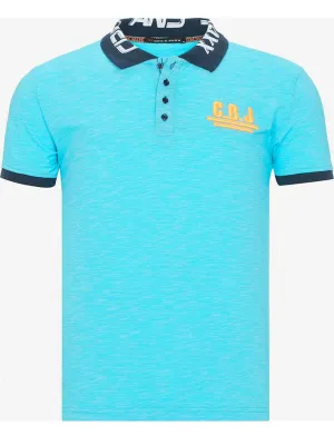 Men's Brand Logo Embroidered Polo Shirt,Blue Modern Design