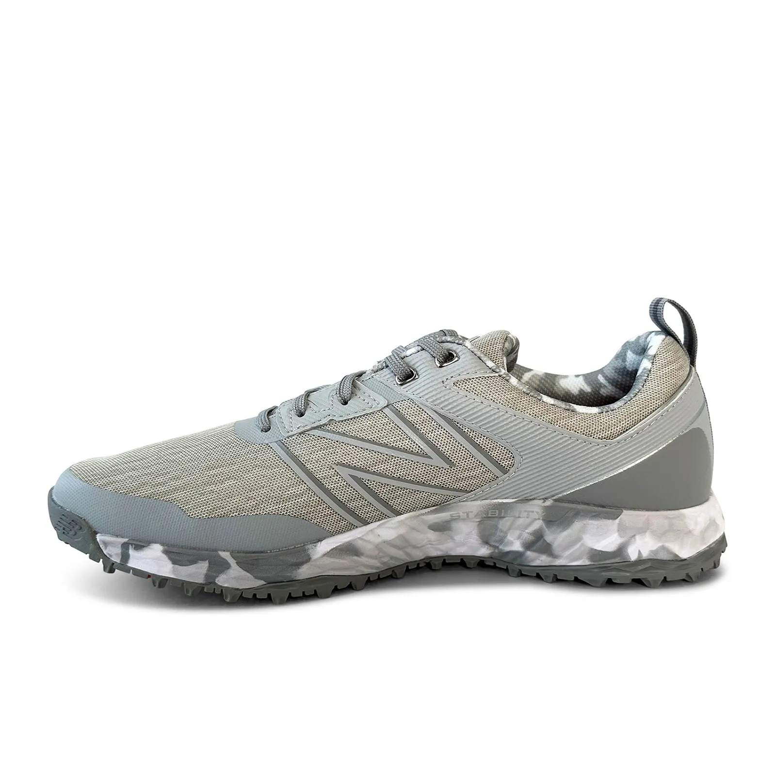 Long Round fresh feel New Balance Ltd Edition Camo Mens Fresh Foam Contend Golf Shoe - LIGHT GREY