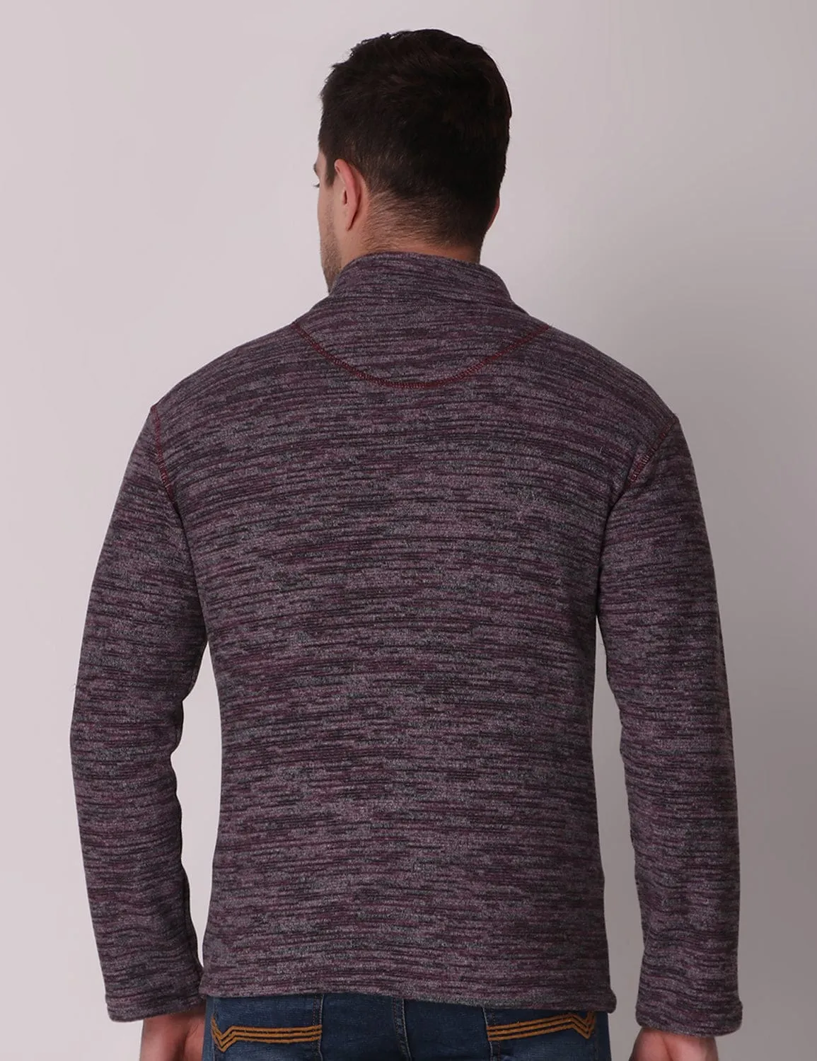 Thermal Fleece Jacket - Melange Wine NonSlipTrims GridTexture