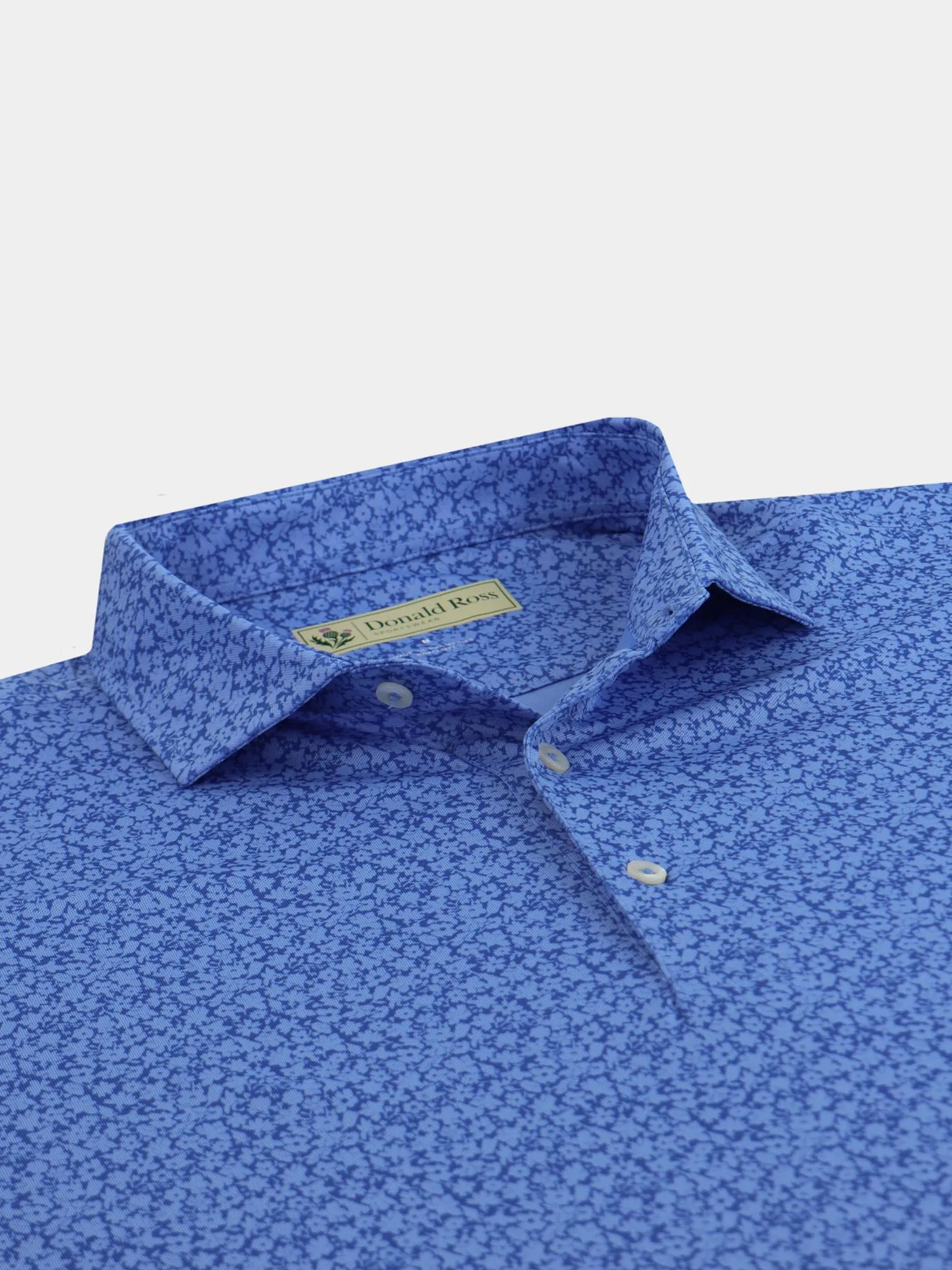 Donald Ross Mens Tonal Rory Floral Polo - LAPIS Flatlock stitching Business Event