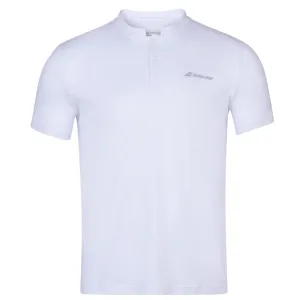 Babolat Play Polo Men's Tee - White/White Reinforced Stitching ButtonDown Collar