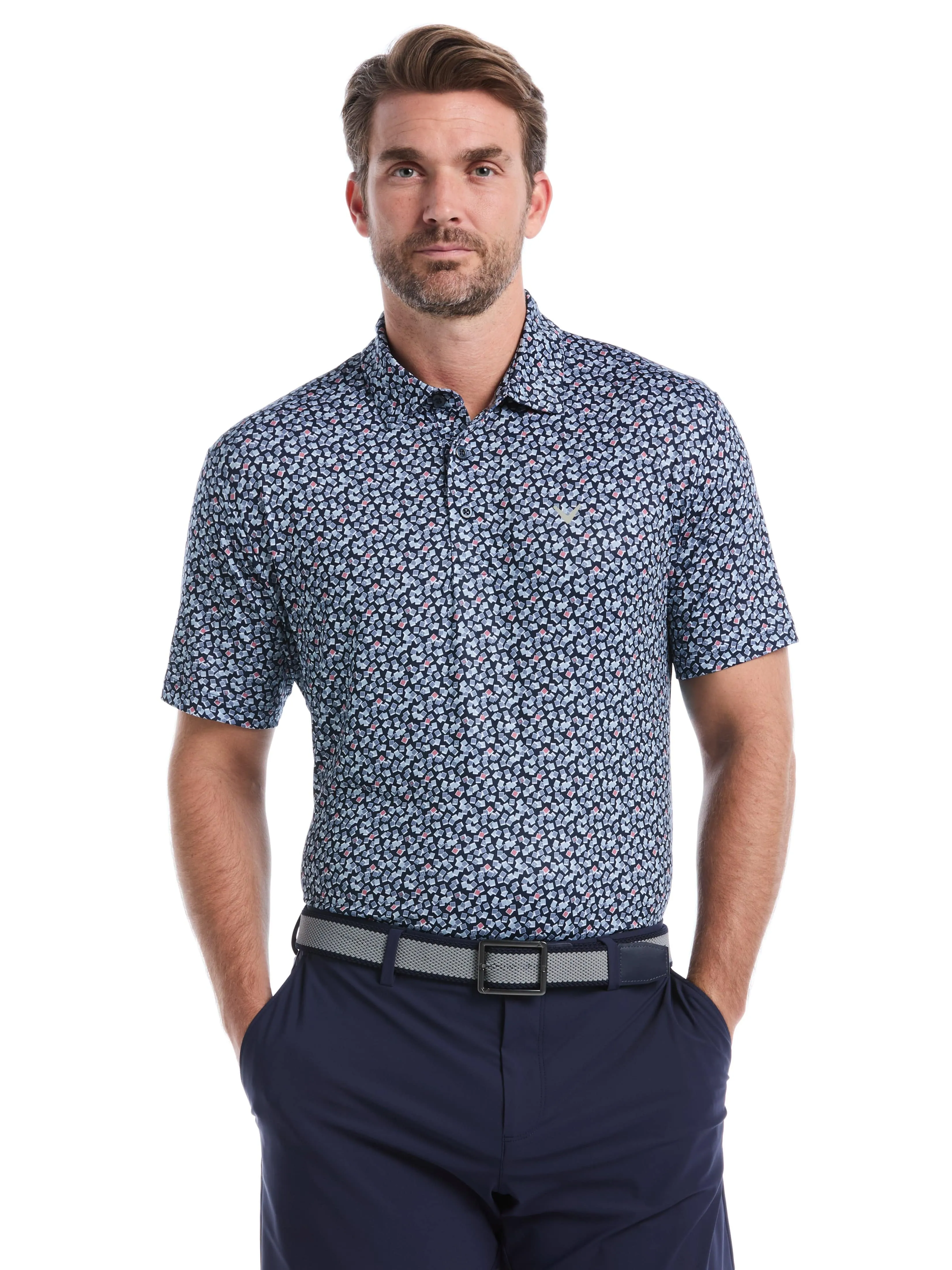 Lightweight Design Mens Polaroid Confetti Print Polo