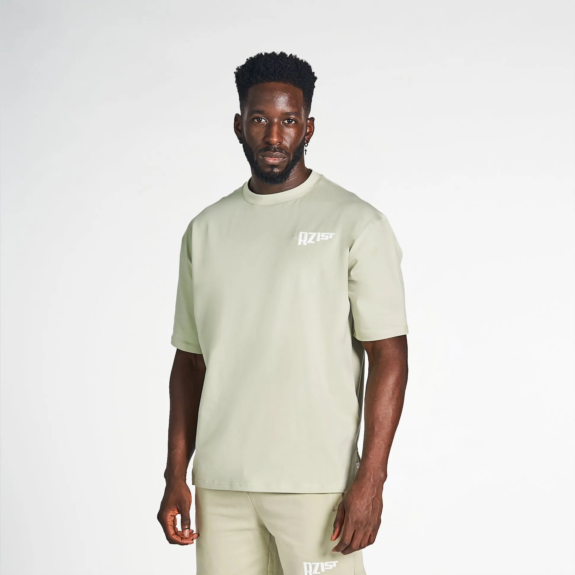 GentleWashResistance Never Settle Oversized Drop-Shoulder Tee - Desert Sage