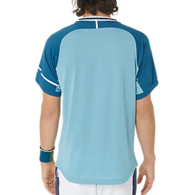 Slim Fit Wear Asics Mens Match Short Sleeve Top - Aquamarine