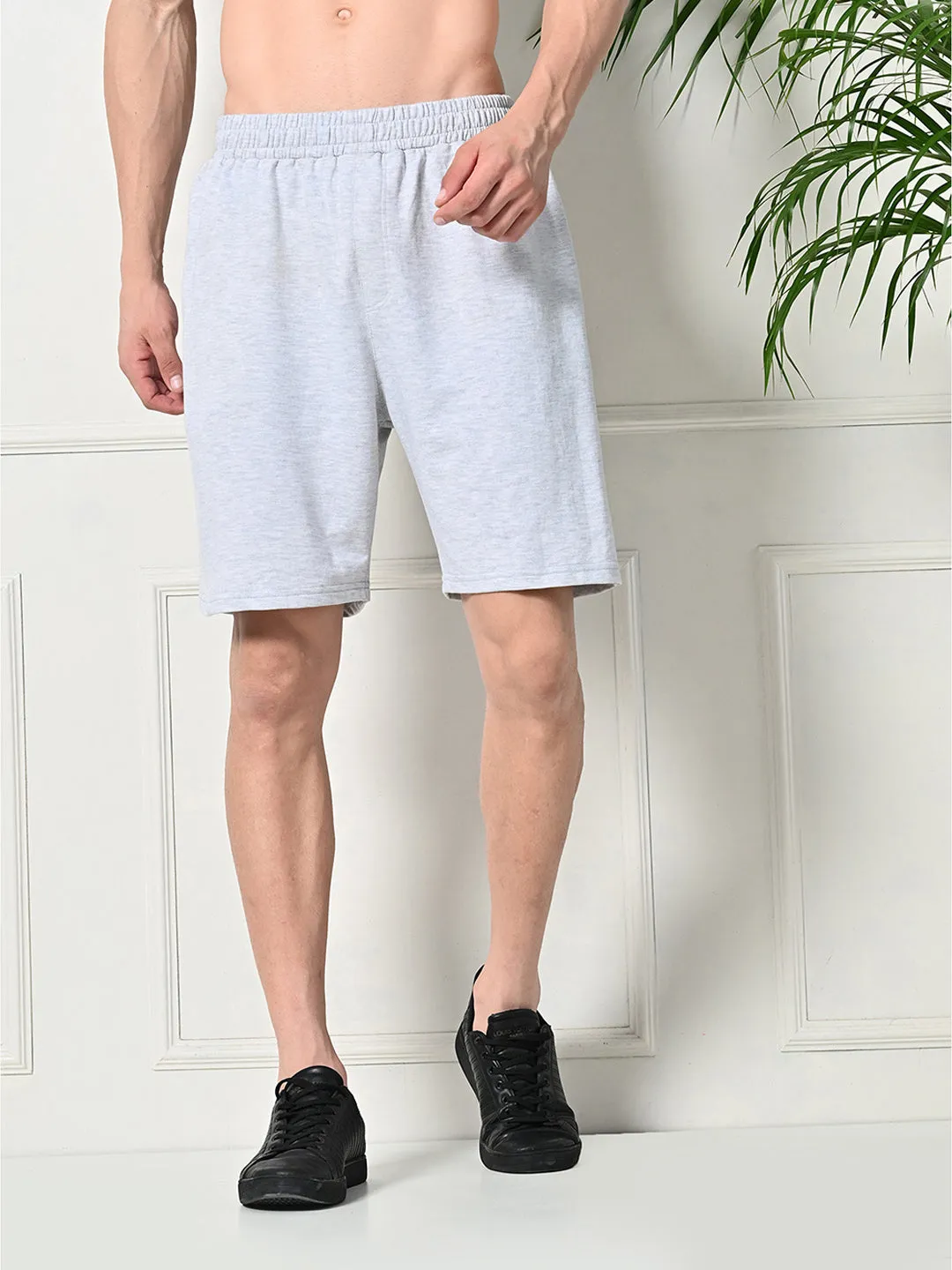 Easy Multi-Pocket Cotton Shorts ?C Melange Grey All Purpose Wear Flexible Gusset Design