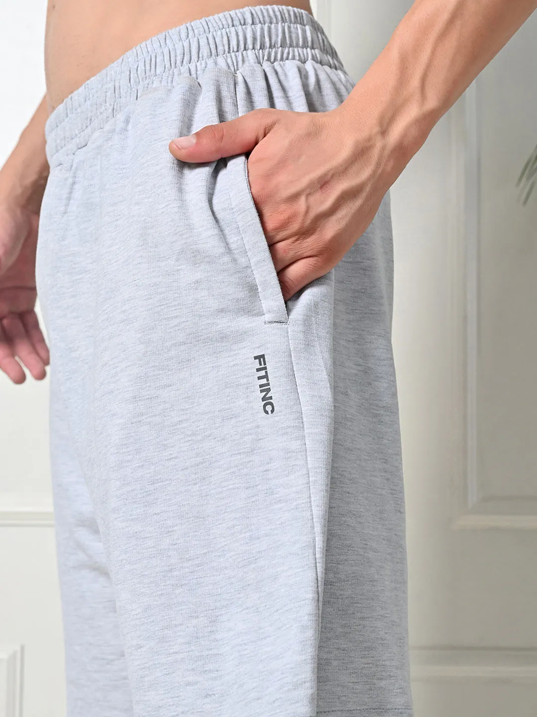 Easy Multi-Pocket Cotton Shorts ?C Melange Grey Anti Slip Waist Grip