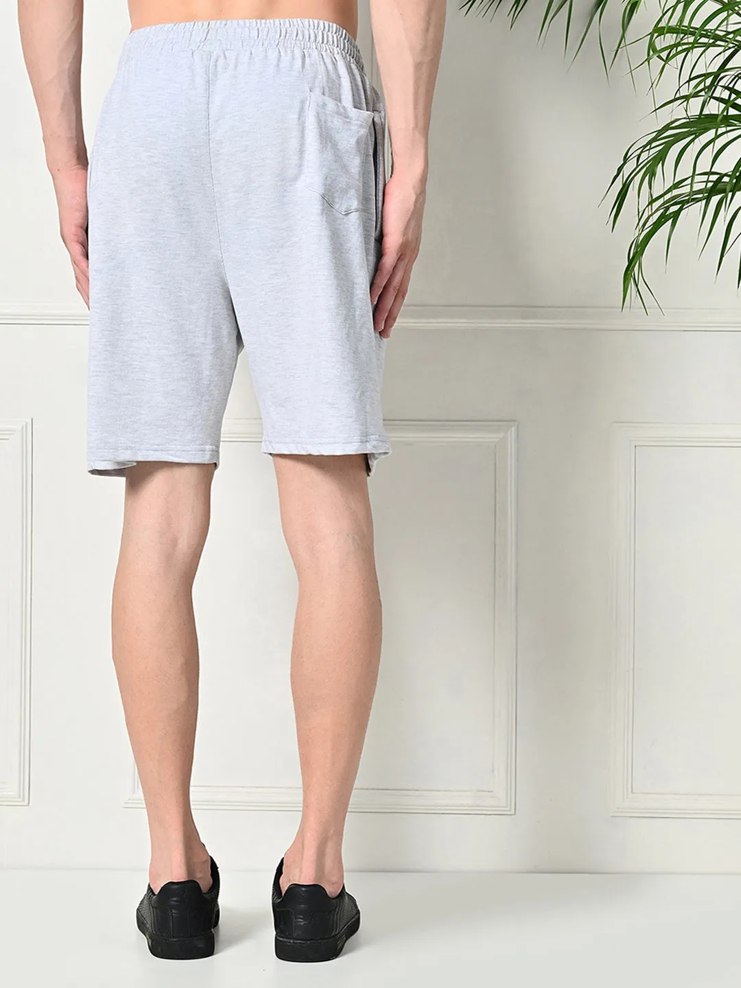 Easy Multi-Pocket Cotton Shorts ?C Melange Grey evening dress