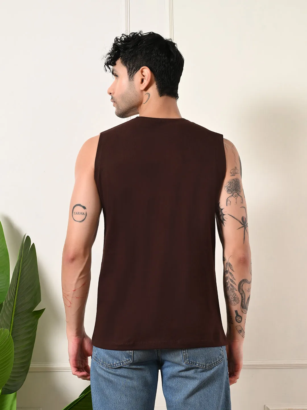 Casual Comfort Easy-Wear Solid Coffee Cotton Sando
