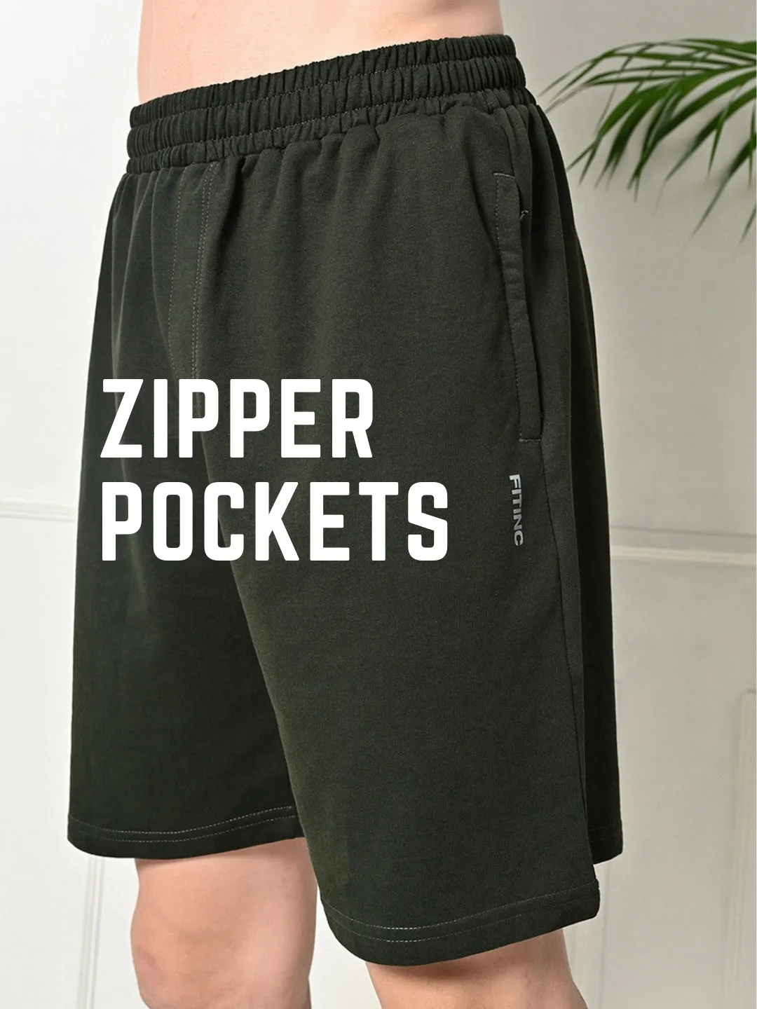 Easy Multi-Pocket Cotton Shorts ?C Bottle Green High Durability Weave new semester