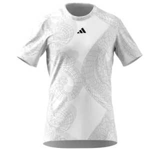 LayeredSleeveConstruction Adidas AEROREADY FreeLift Pro Tennis Mens T-Shirt - White/Black