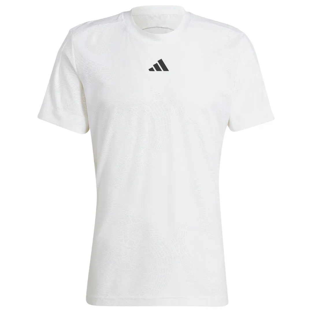 Adidas AEROREADY FreeLift Pro Tennis Mens T-Shirt - White/Black Stylish and Easygoing Outdoor Adventure
