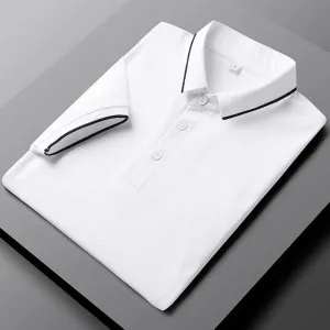 West Louis? Solid Golf Summer Cotton Polo Shirt Flatlock stitching Professional Look