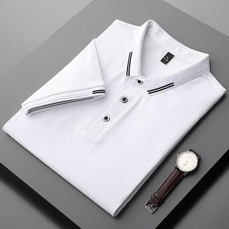 West Louis? Spring&Summer Turn Down Collar T Shirt Classic Wear Casual Layer