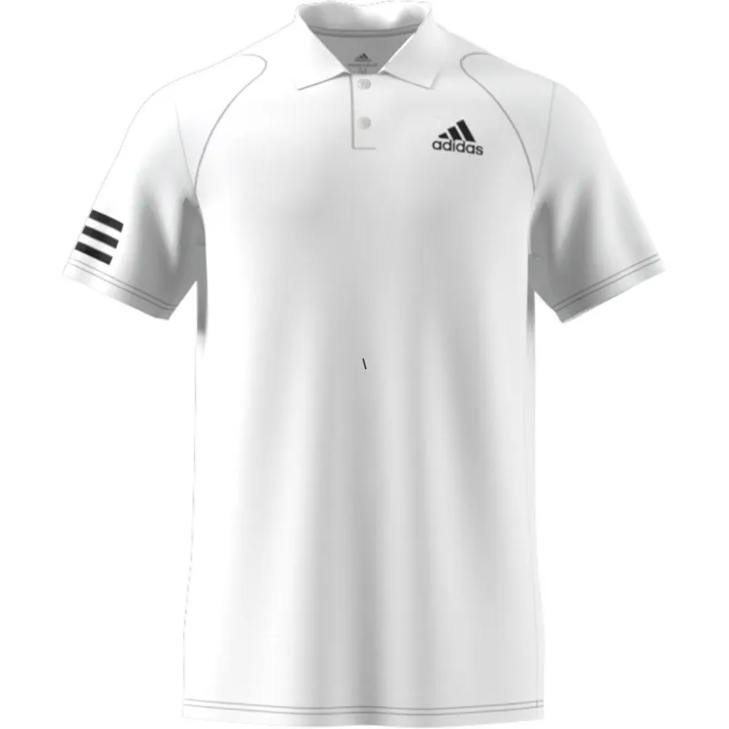 Adidas Club 3 Stripe Polo - White/Black Comfortable apparel