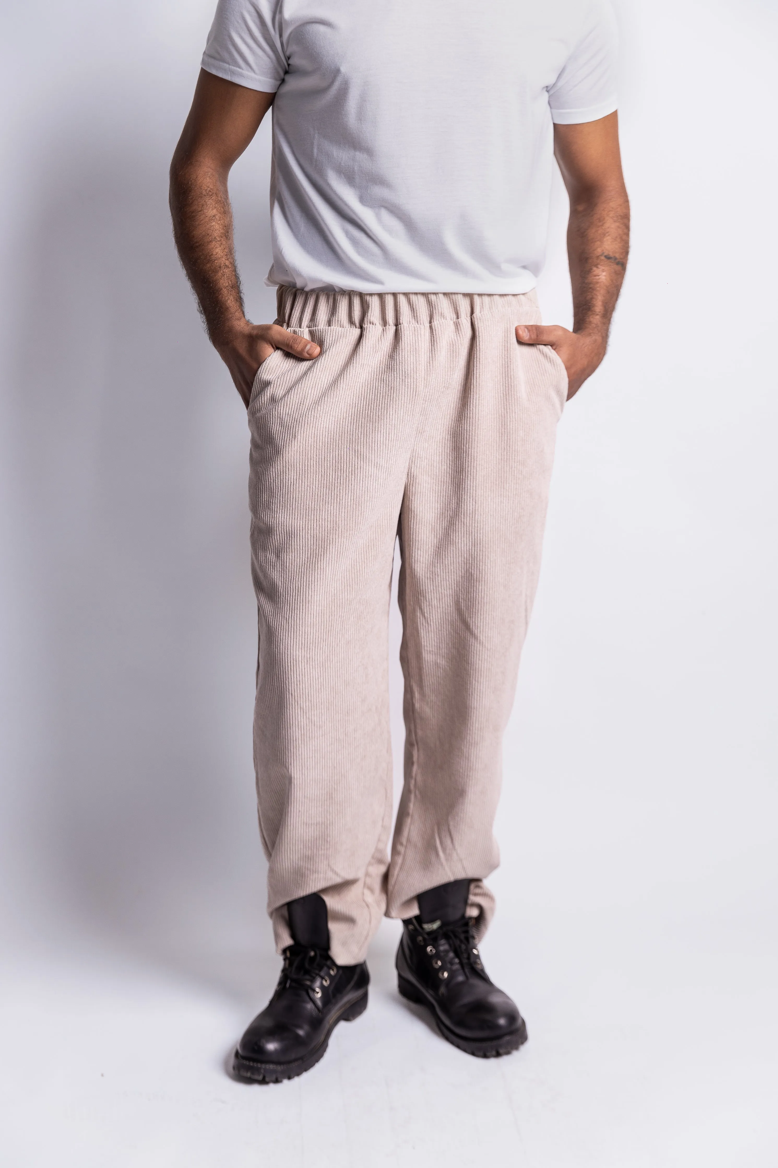 Eco Dye Process Wide Leg Corduroy Pants - Creme