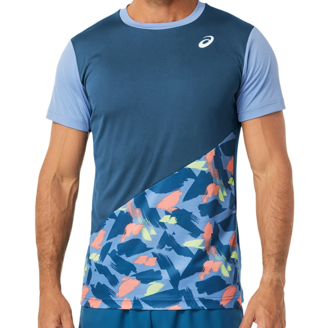 Asics Court Graphic SS Top 2022 - Light Indigo Printed uniqueness