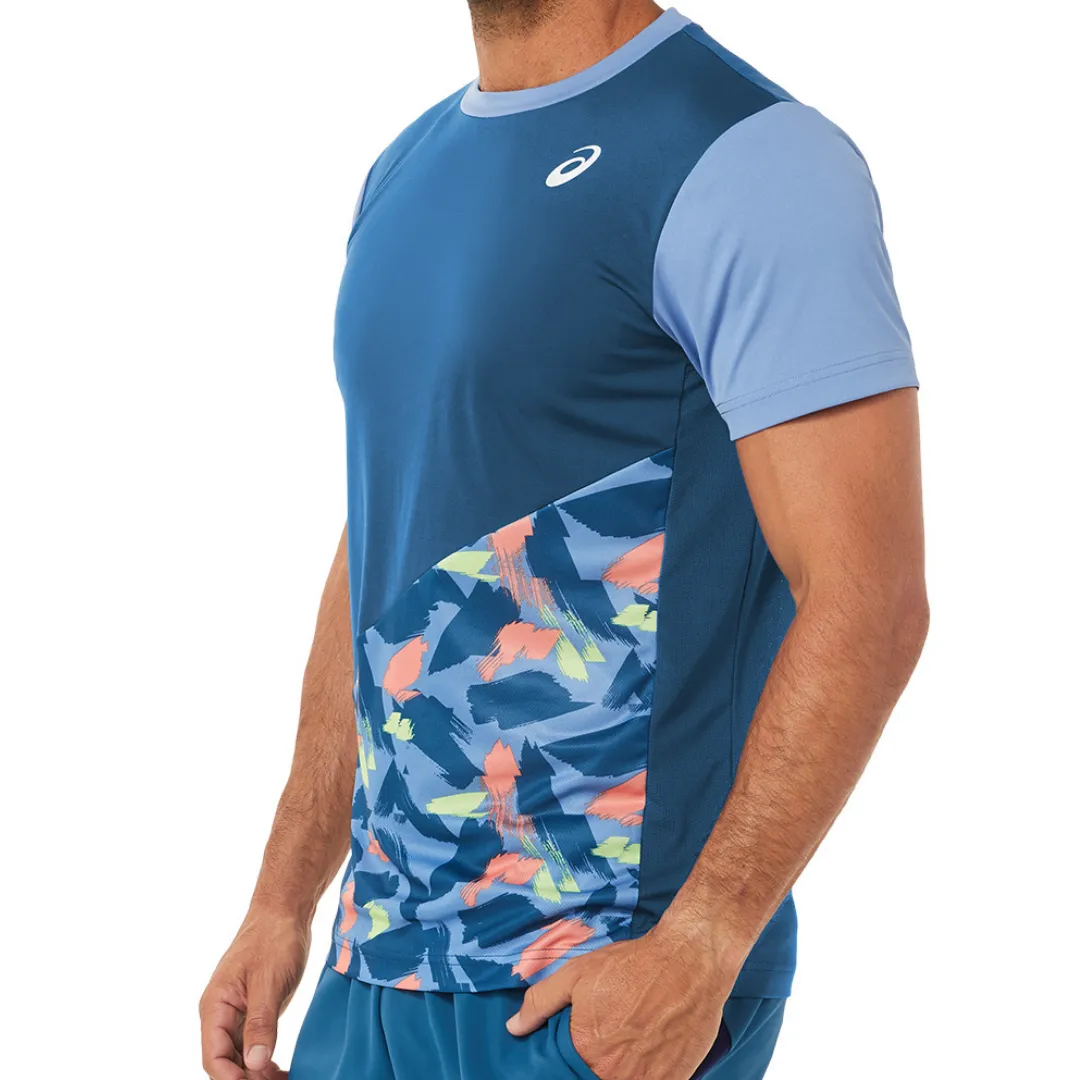 Asics Court Graphic SS Top 2022 - Light Indigo Drip Dry Fabric Breathable Flex Fit