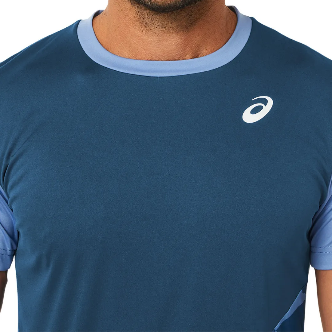 Comfort and Ease Bold Style Asics Court Graphic SS Top 2022 - Light Indigo
