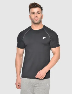 Athletic Workout Solid T-shirt - Black Cozy and Fashionable Easy Fit Wear