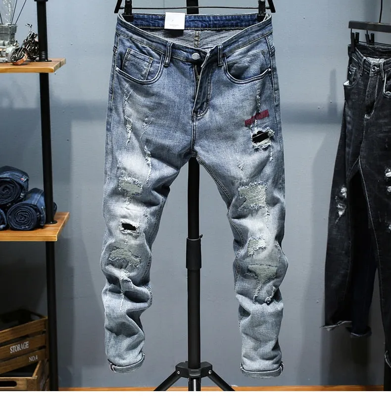 Natural Look West Louis? Ripped Frayed Streetwear Patchwork Jeans