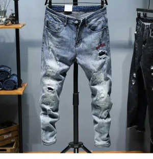 Weekend Style Smooth West Louis? Ripped Frayed Streetwear Patchwork Jeans