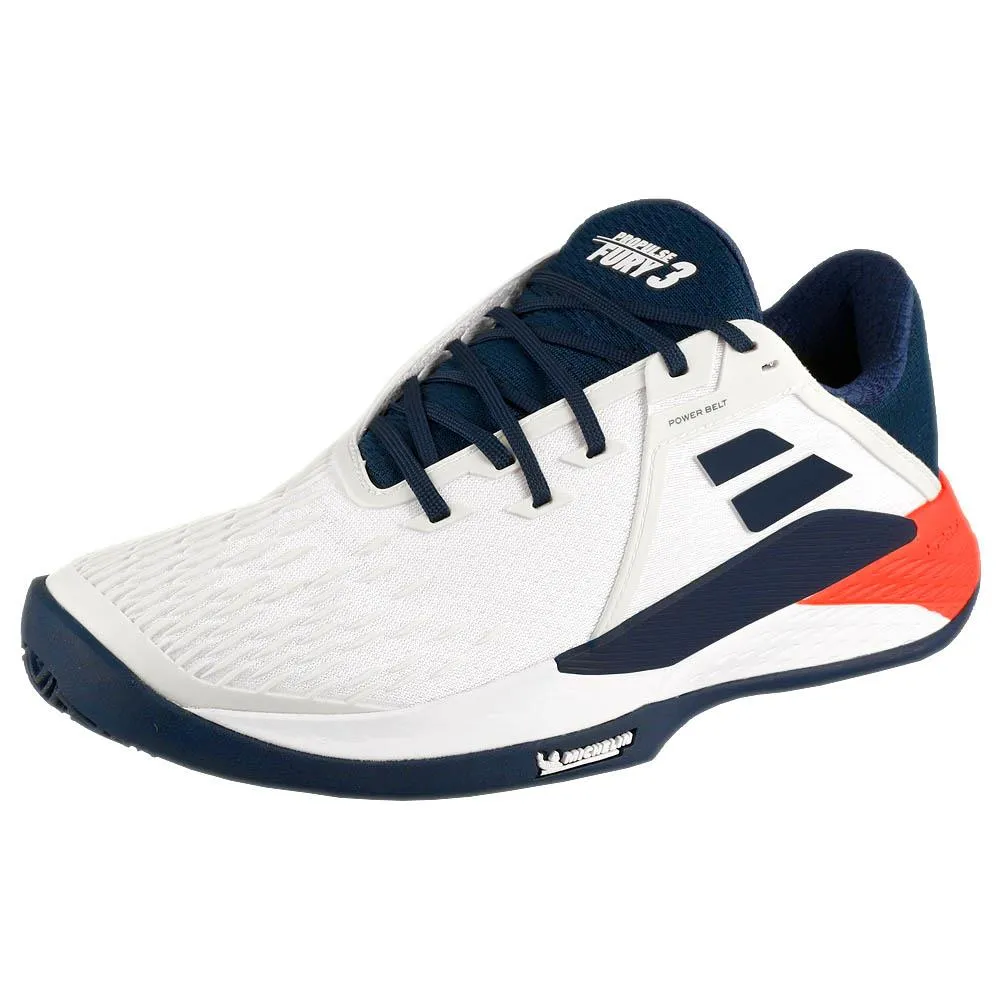 Babolat Men's Propulse Fury 3 - Clay - White/Estate Blue Breathable Mesh Fabric