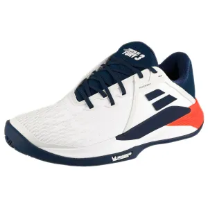 Babolat Men's Propulse Fury 3 - Clay - White/Estate Blue Breathable Mesh Fabric