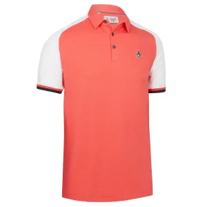 Comfy Wear Original Penguin Mens Raglan Colour Block Stretch Golf Polo Shirt - BITTERSWEET