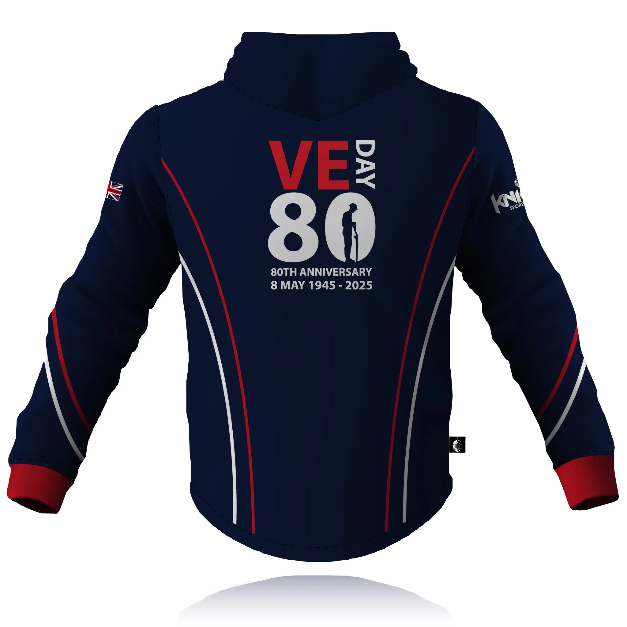 Daily Chic Relaxed Style Honour Our Armed Forces - VE-DAY 80 - Full Zip Embroidered Hoodie (CLEARANCE)