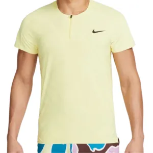 Classic Design Stylish Neckline Nike Dri-fIT ADV Slam Men Tennis Polo - Lemon Chiffon/Black