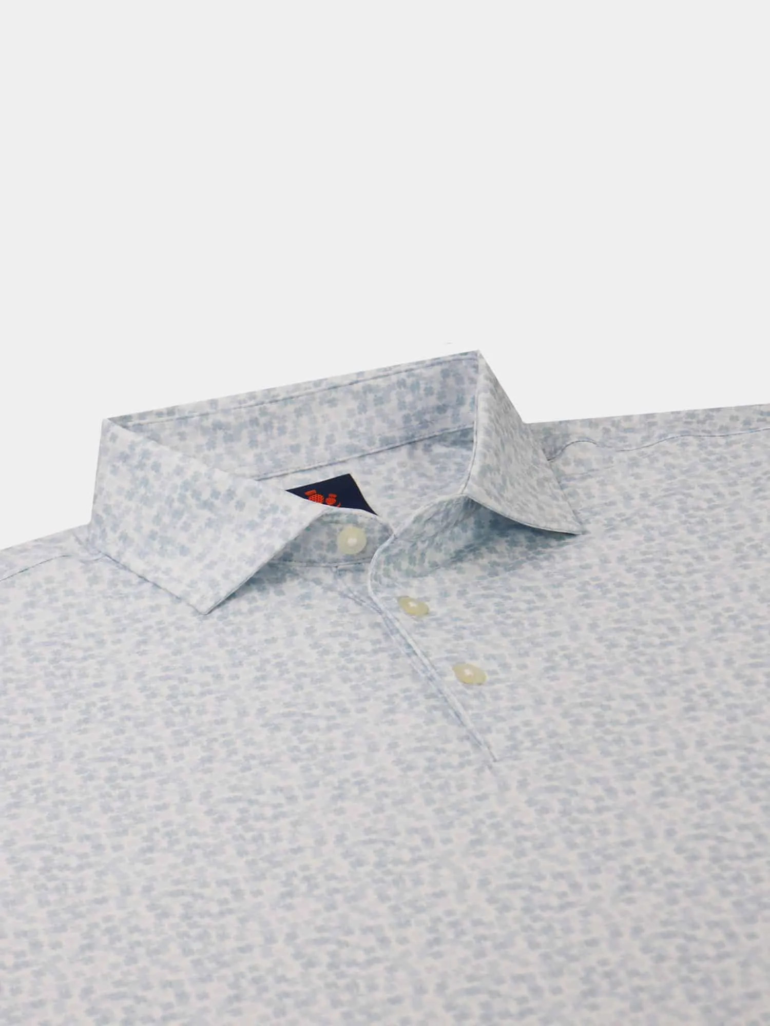DoubleStitched Seams Refined Look Donald Ross Mens Sport Fit Harry Tonal Clovers Polo - SKY BLUE