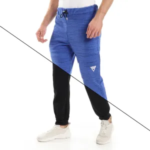Soft Comfort Flexible Gusset "VIGA" double face sweatpants- Heather Blue*Black