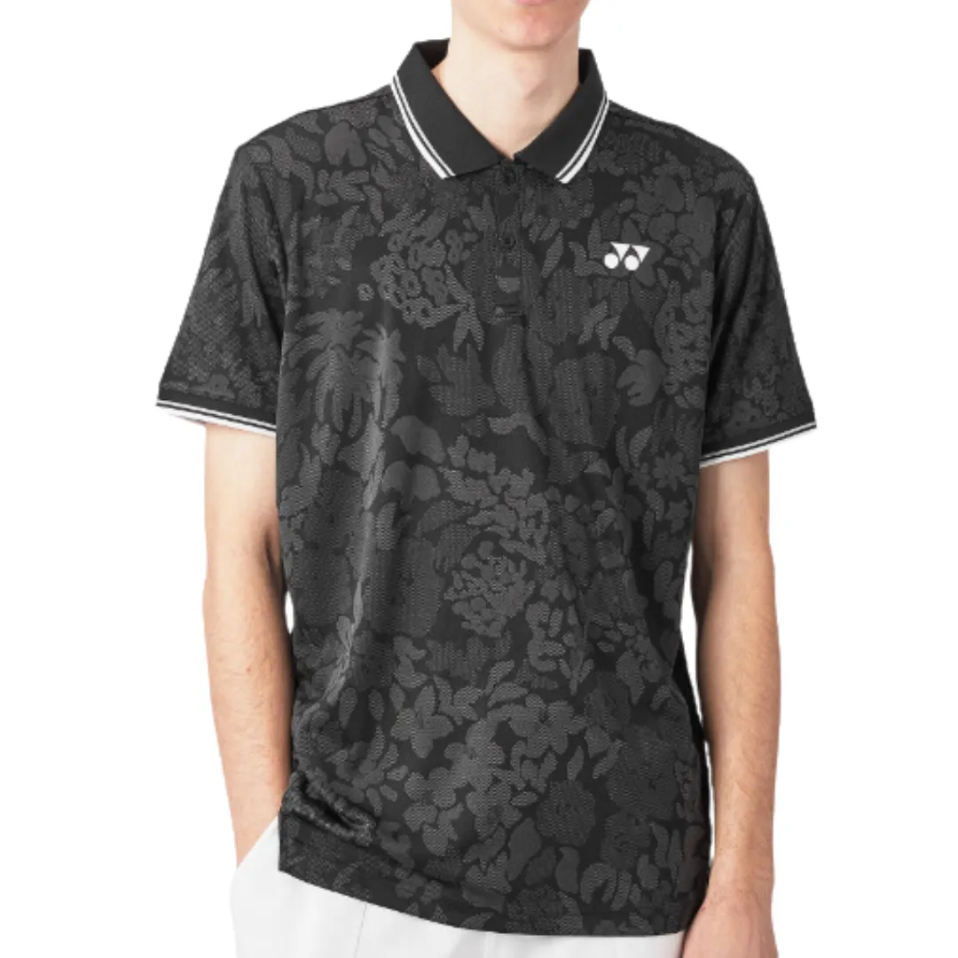 Smooth Flatlock Seams Yonex 2023 AO Tennis Mens Polo Shirt -  Black