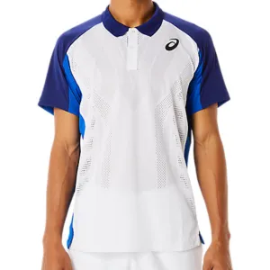 Asics Match ActiBreeze Men's Polo Shirt - Brilliant White/Dive Blue Timeless Wearable Sport Comfort