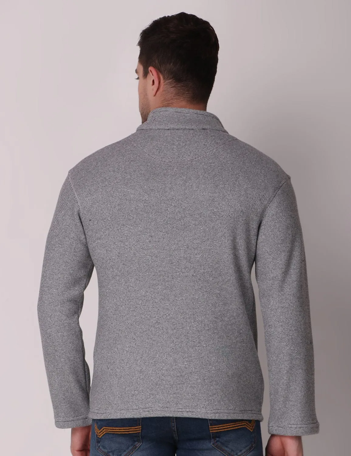 Stretch Fit Thermal Fleece Jacket - Melange Light Grey