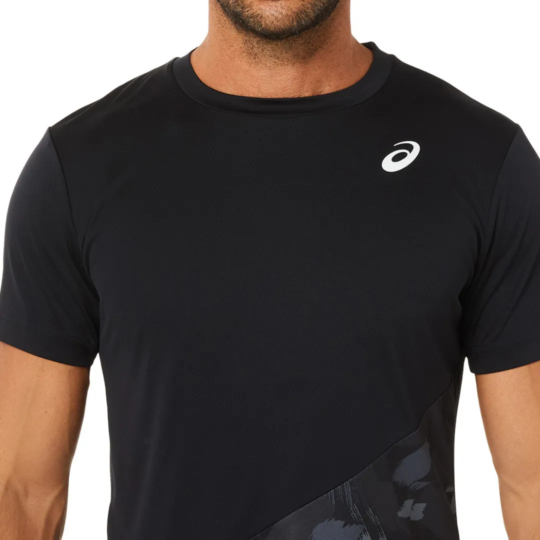Asics Court Graphic SS Top 2022 - Performance Black Crew Neck Design
