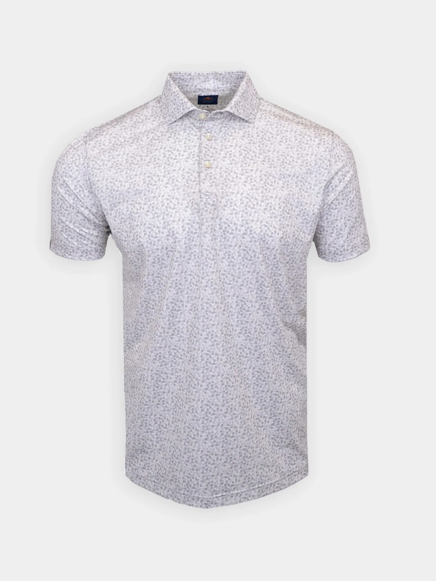 Donald Ross Mens Sport Fit Harry Tonal Clovers Polo - QUARRY Quick-Dry Fabric