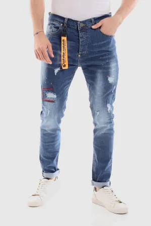 Weekend Vibes Belt Loops Ripped Casual Jeans - Standard Blue