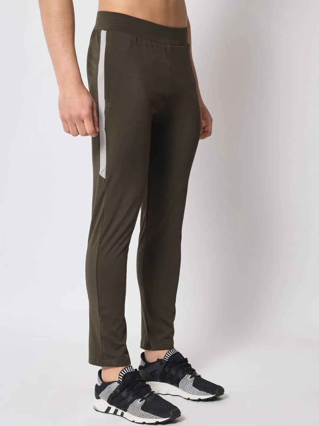 Max Stretch Slim Fit Track Pant - Olive Casual Essentials Secure Cuff Design