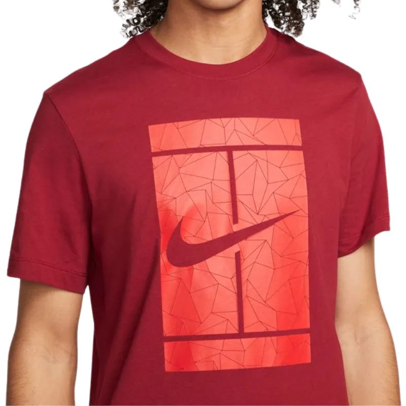 Nike Court Men Seasonal Tennis T-Shirt - Pomegranate Fashionable Wear Effortless Layer