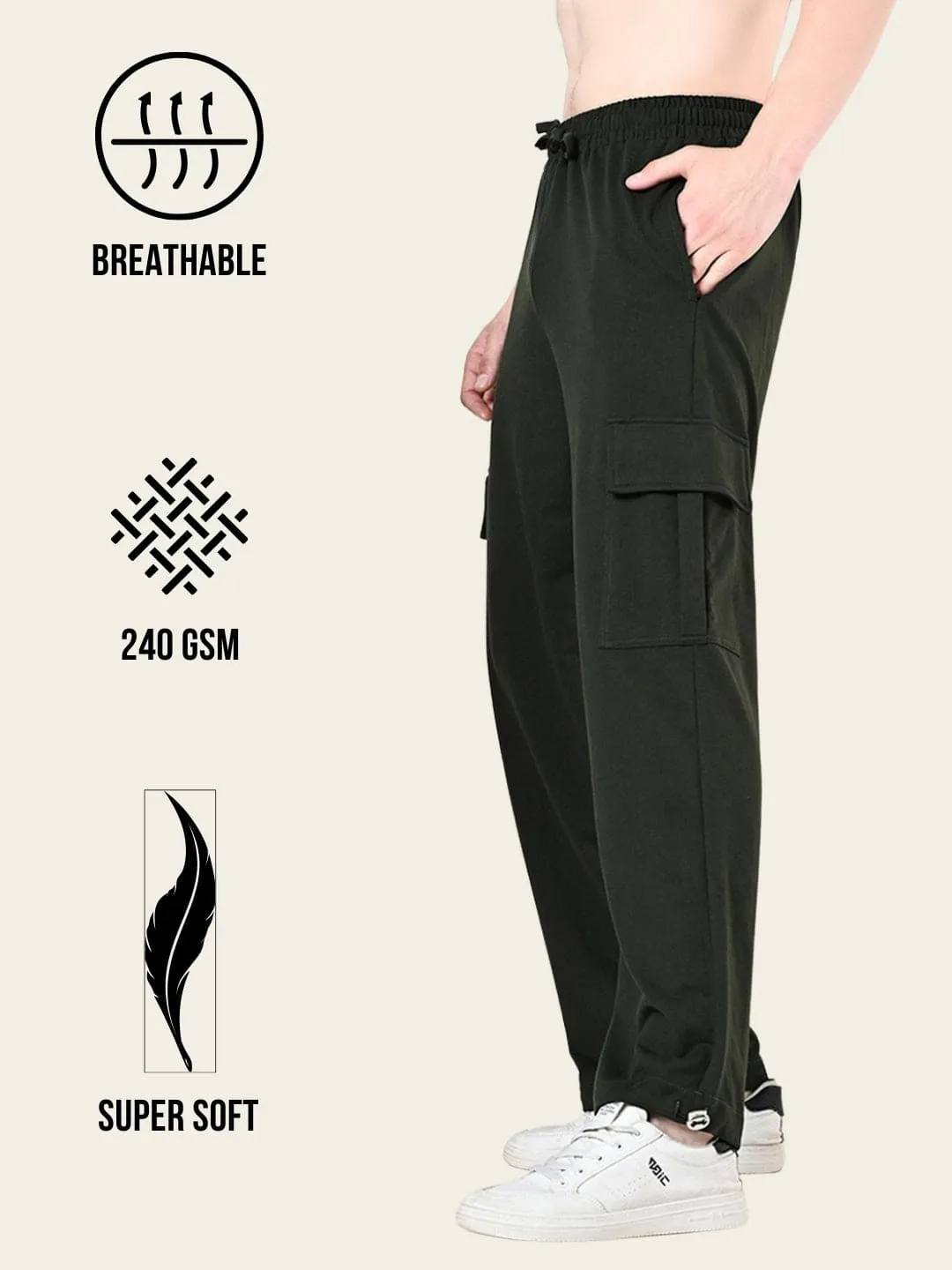 Stretch Material All-Weather Cargo Jogger with Pockets - Green