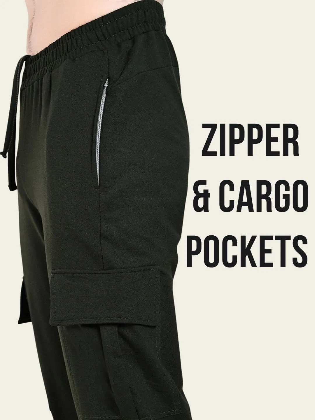 All-Weather Cargo Jogger with Pockets - Green Casual Active Wear Supportive Fit