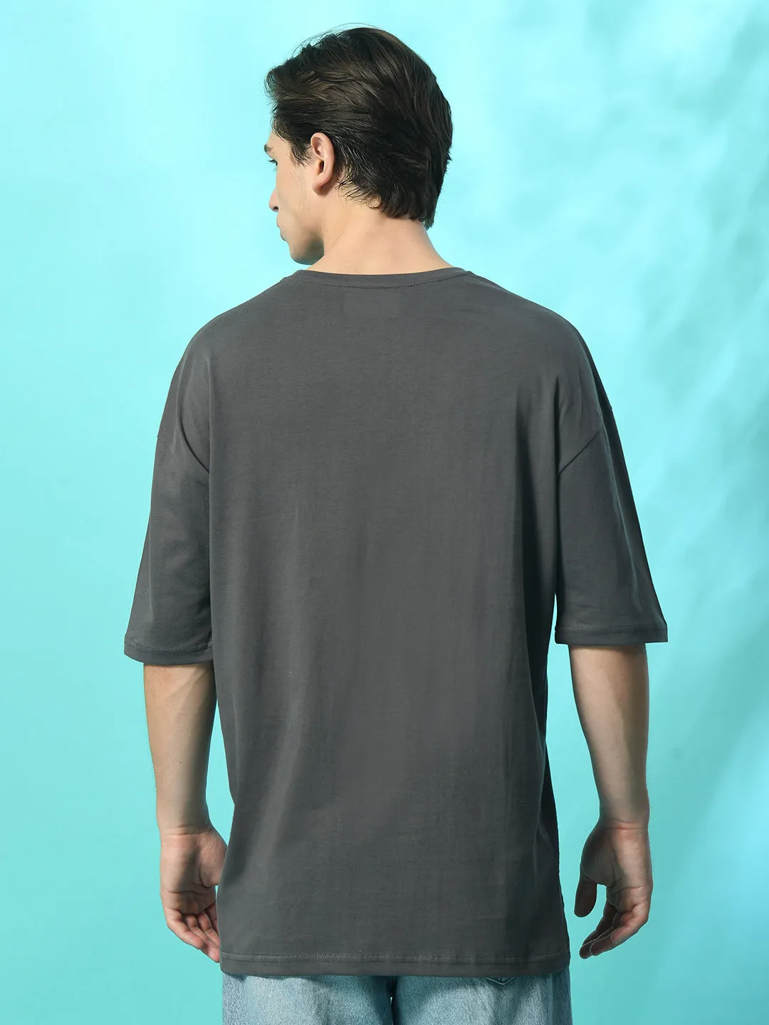 Relaxed Oversized 100% Cotton Solid Tee ?C Charcoal Autumn Wear