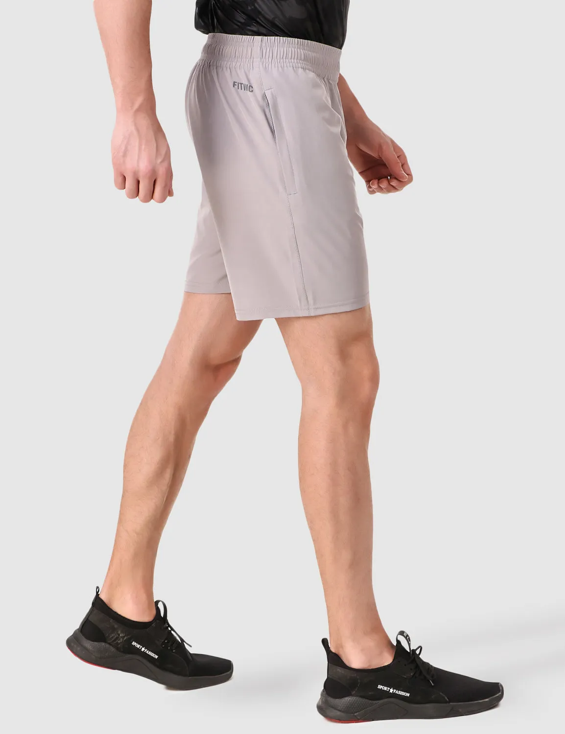 Non Irritating Tags Silicone Gripper Strips Versatile Comfort Shorts with Smart Pockets ?C Light Grey