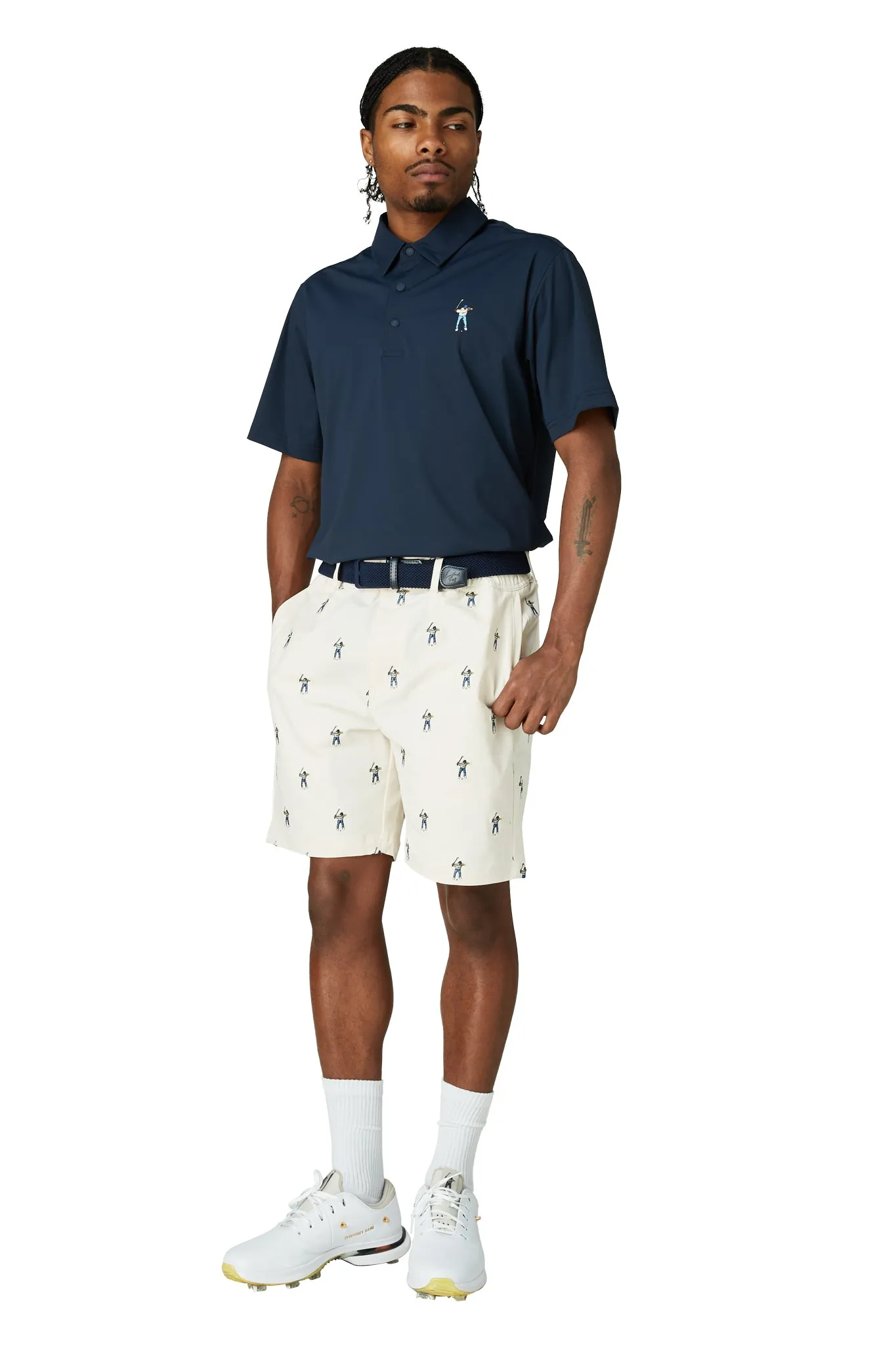 Beach essential Quick Drying Fabric Embroidered Woven Short