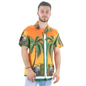 Men's Printed Casual Dress Shirt,Orange Anti Pilling Treatment Temperature Regulating
