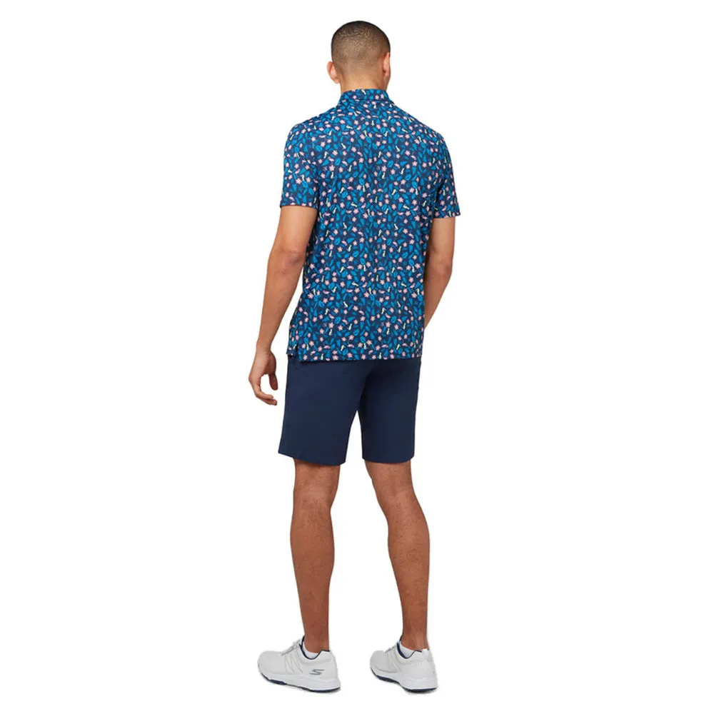 Comfy Layers Versatile Wear Original Penguin Mens Whimsical Tropical Print Golf Polo Shirt - BLACK IRIS